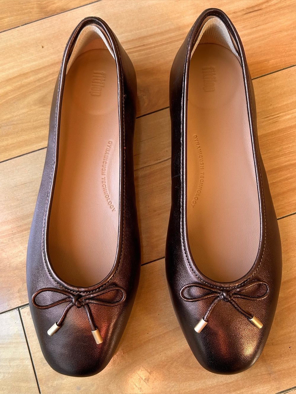 FITFLOP Delicato Ballerina Ballet Flat Bronze Metallic Brown Women 7.5